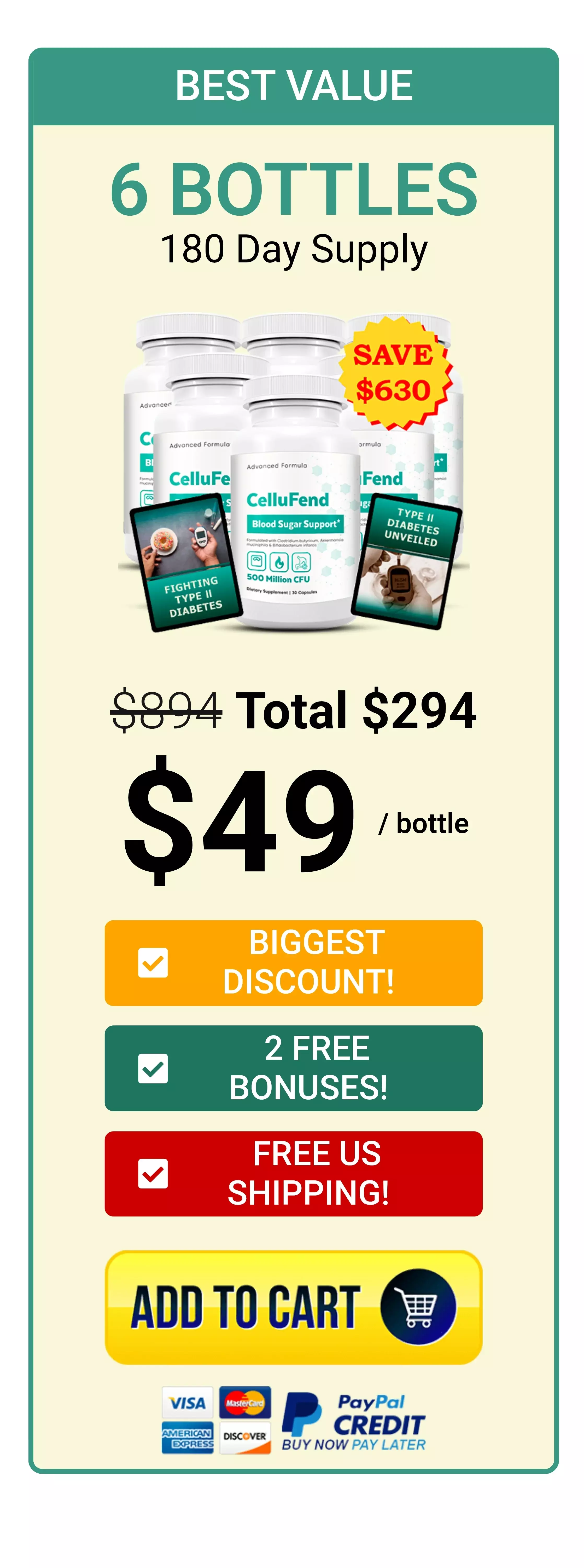 CelluFend™ 6 bottles pricing